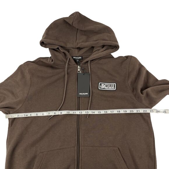 New Mens True Religion Spellout Logo Taping Full Zip Hoodie Size Large Brown NWT - Picture 7 of 9